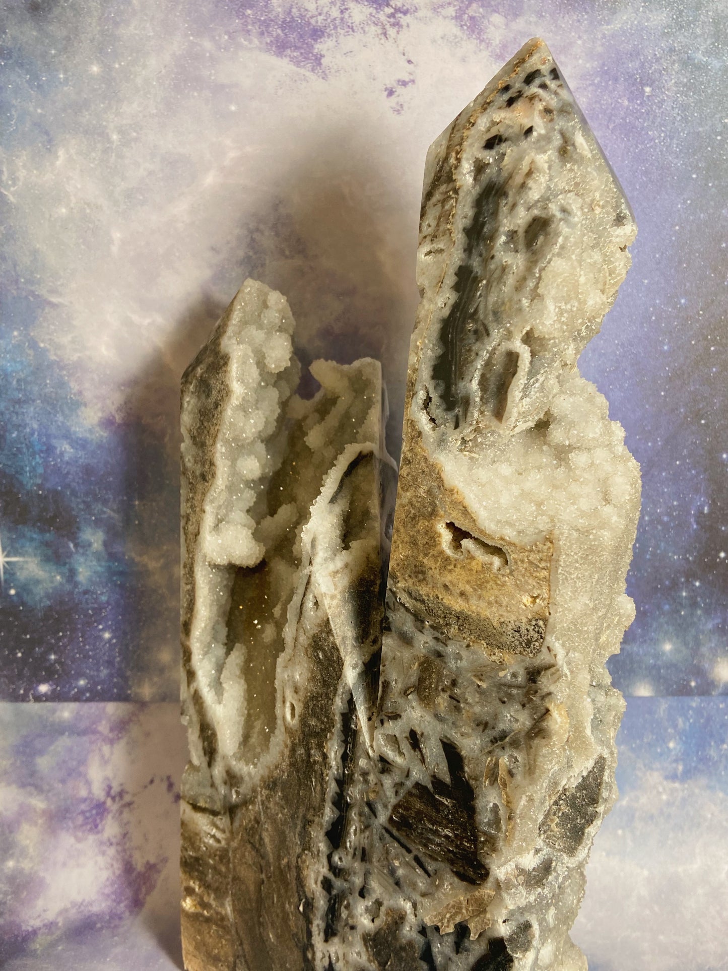 Huge Druzy Sphalerite Double Tower
