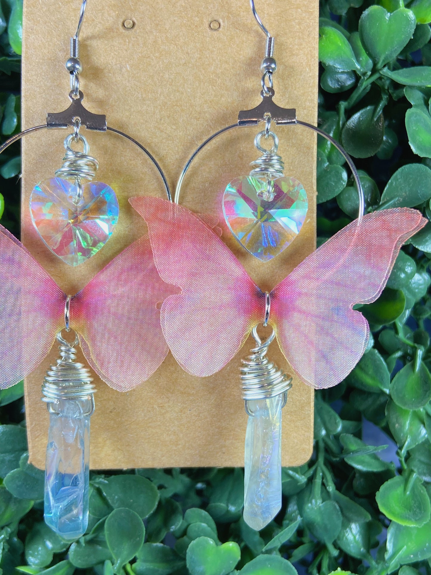 Aura Pink Butterfly Earrings
