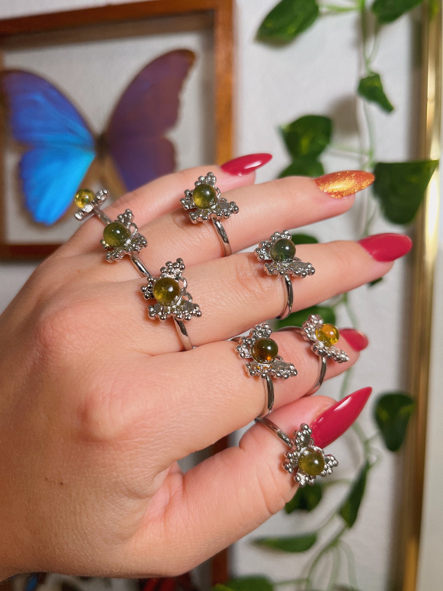 Amber Butterfly Ring