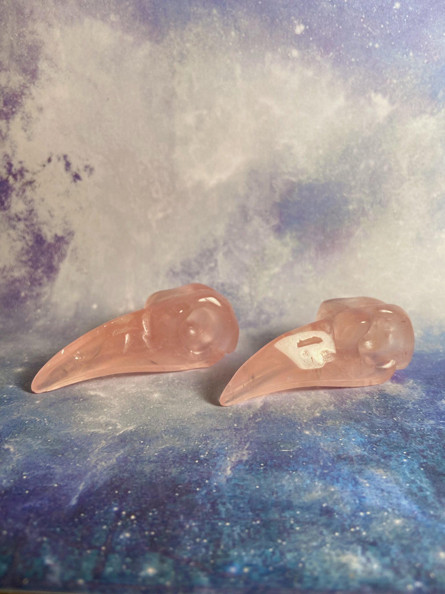 Rose Quartz Raven Skull