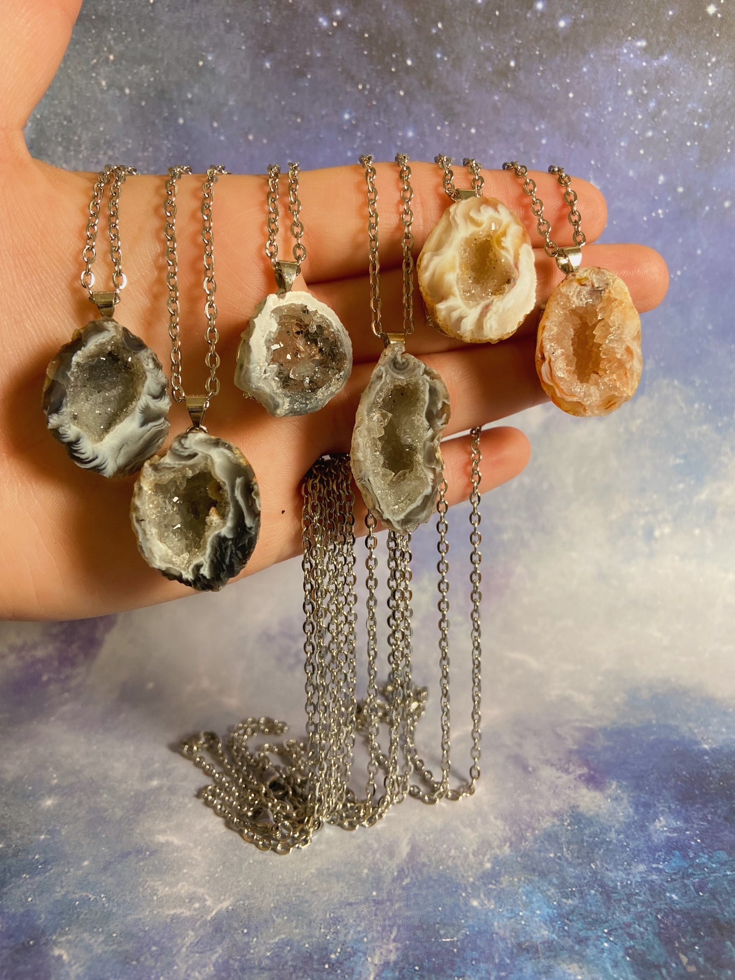 Druzy Oco Agate Geode Necklace