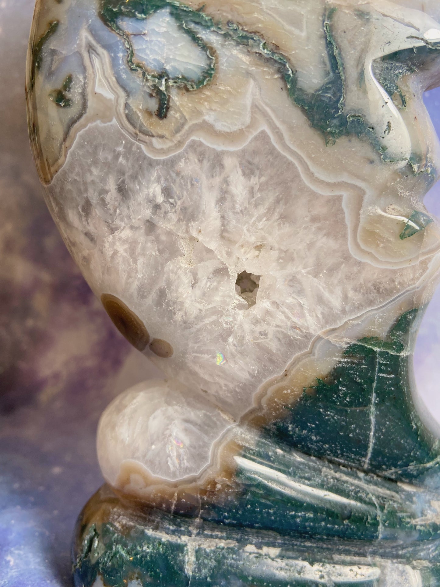 Moss Agate Moon Face