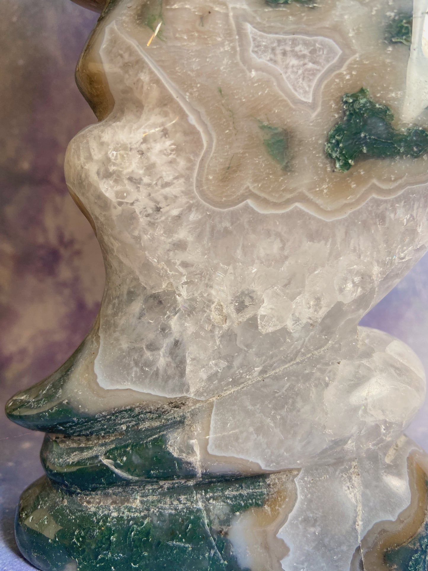 Moss Agate Moon Face