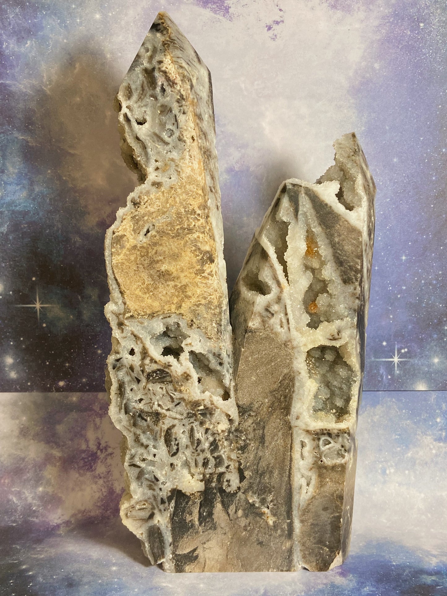 Huge Druzy Sphalerite Double Tower