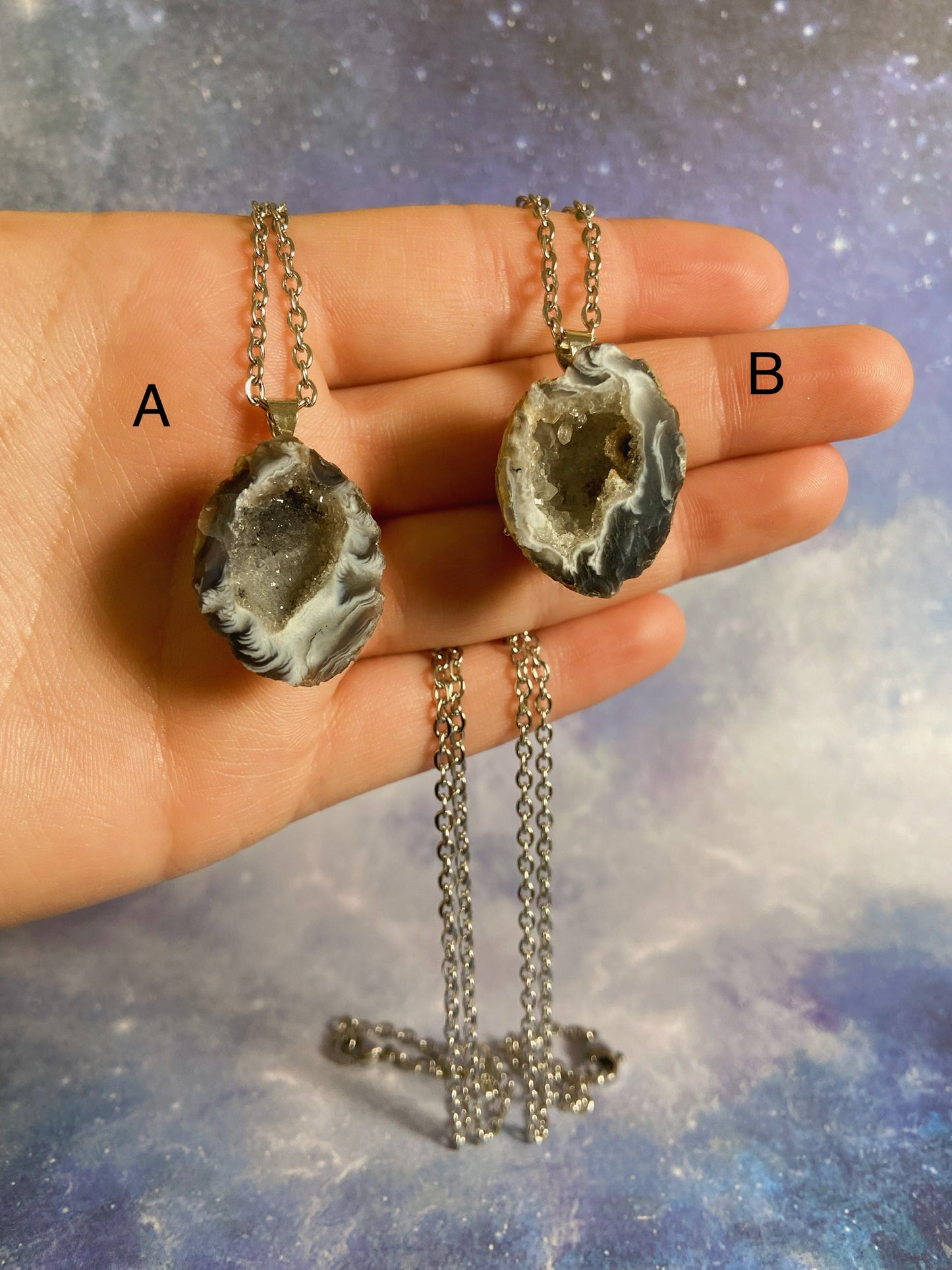 Druzy Oco Agate Geode Necklace