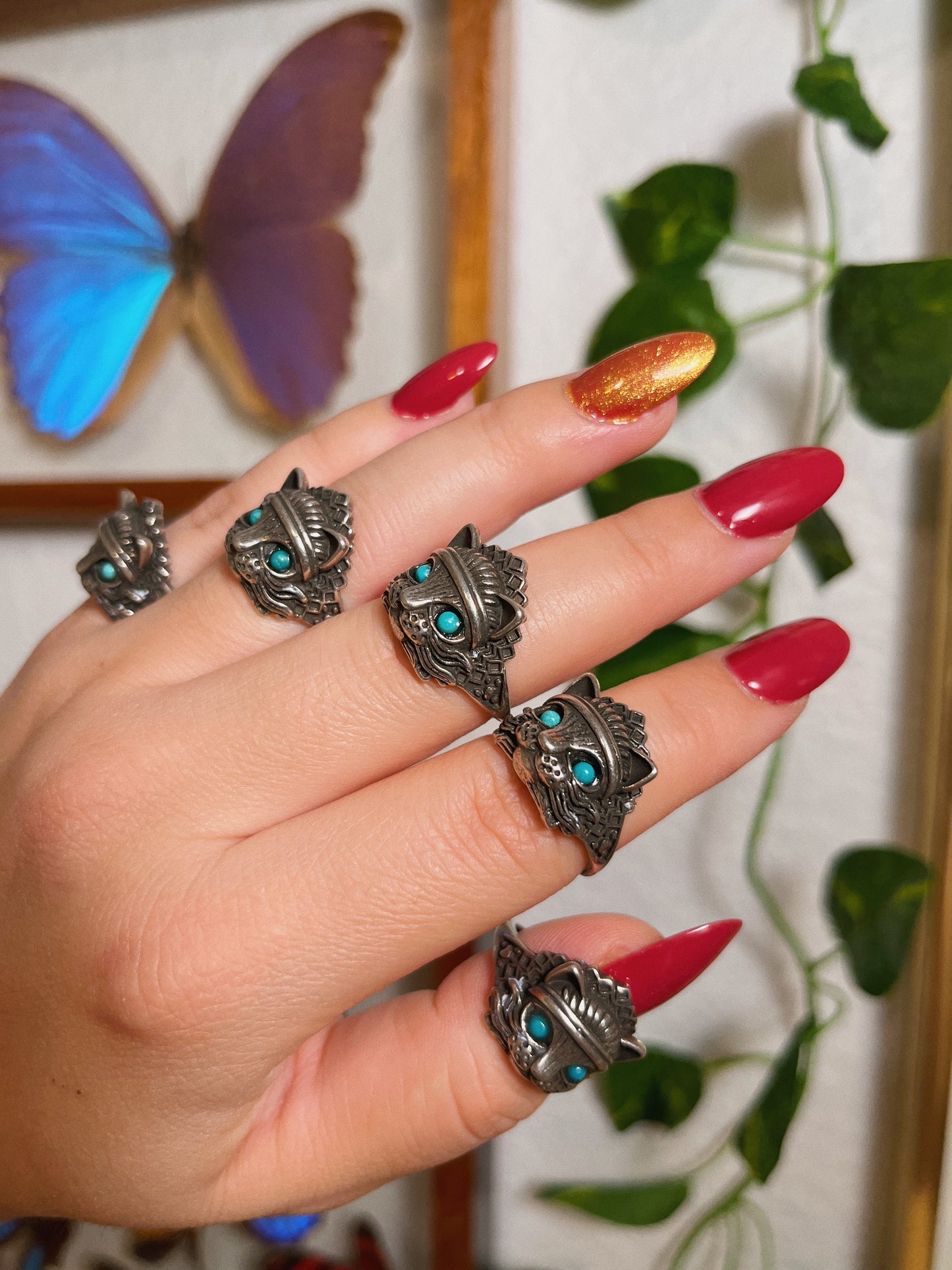 Blue Howlite Cat Ring