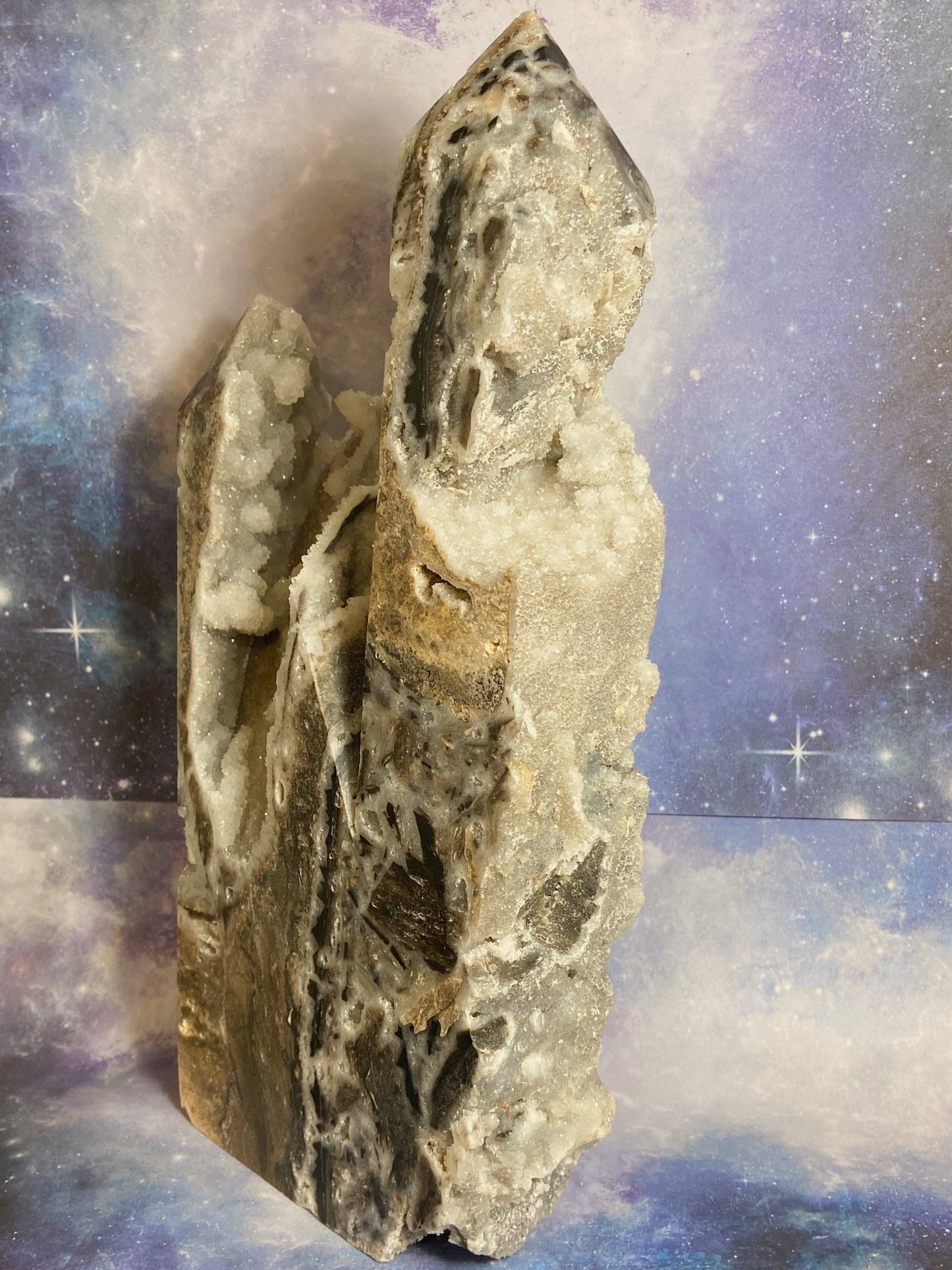Huge Druzy Sphalerite Double Tower