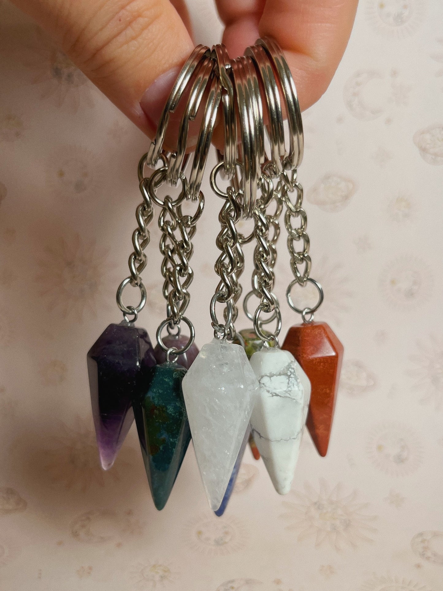 Gemstone Diamond Shape Keychain