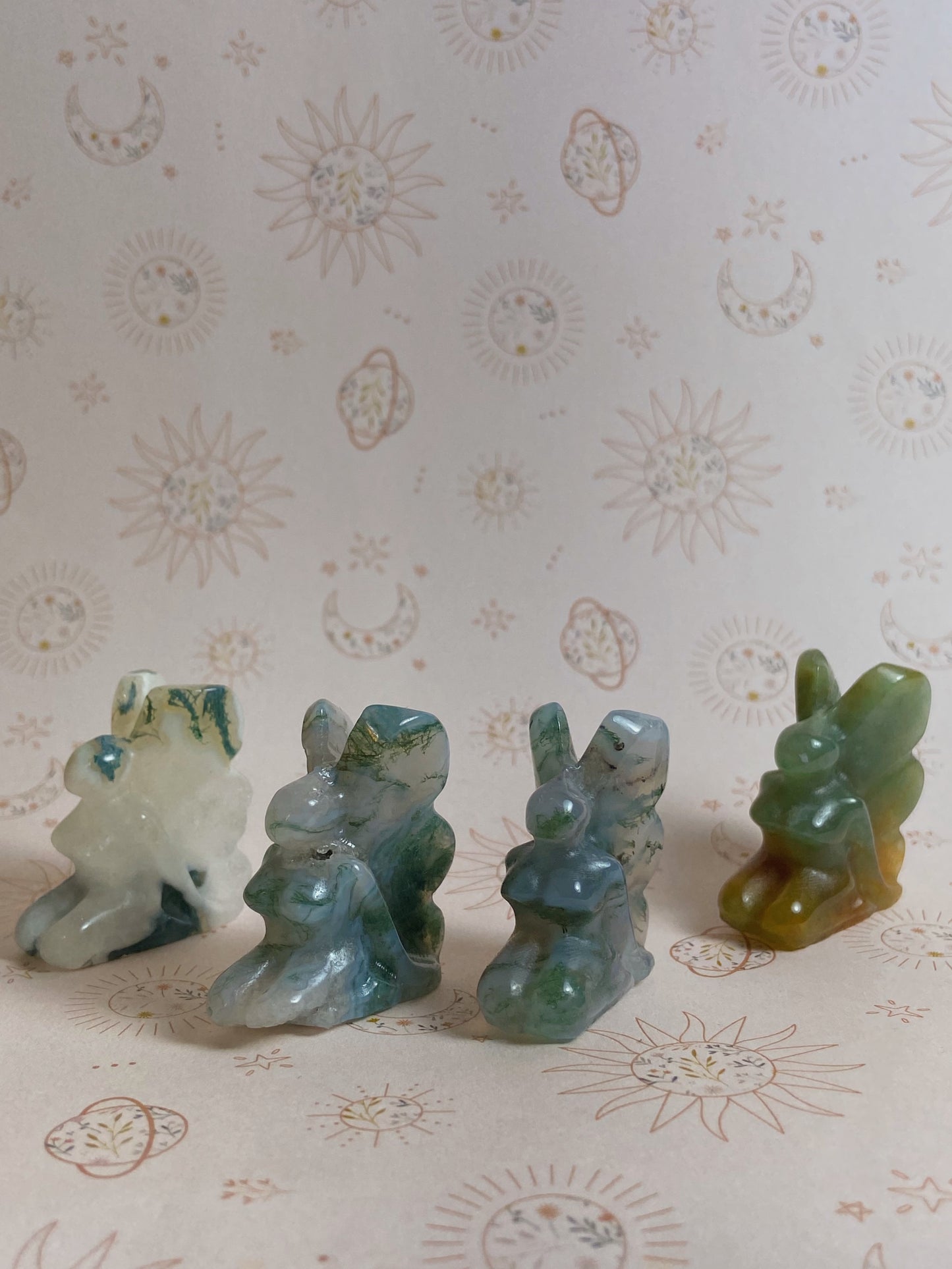 Mini Moss Agate Fairy Carvings