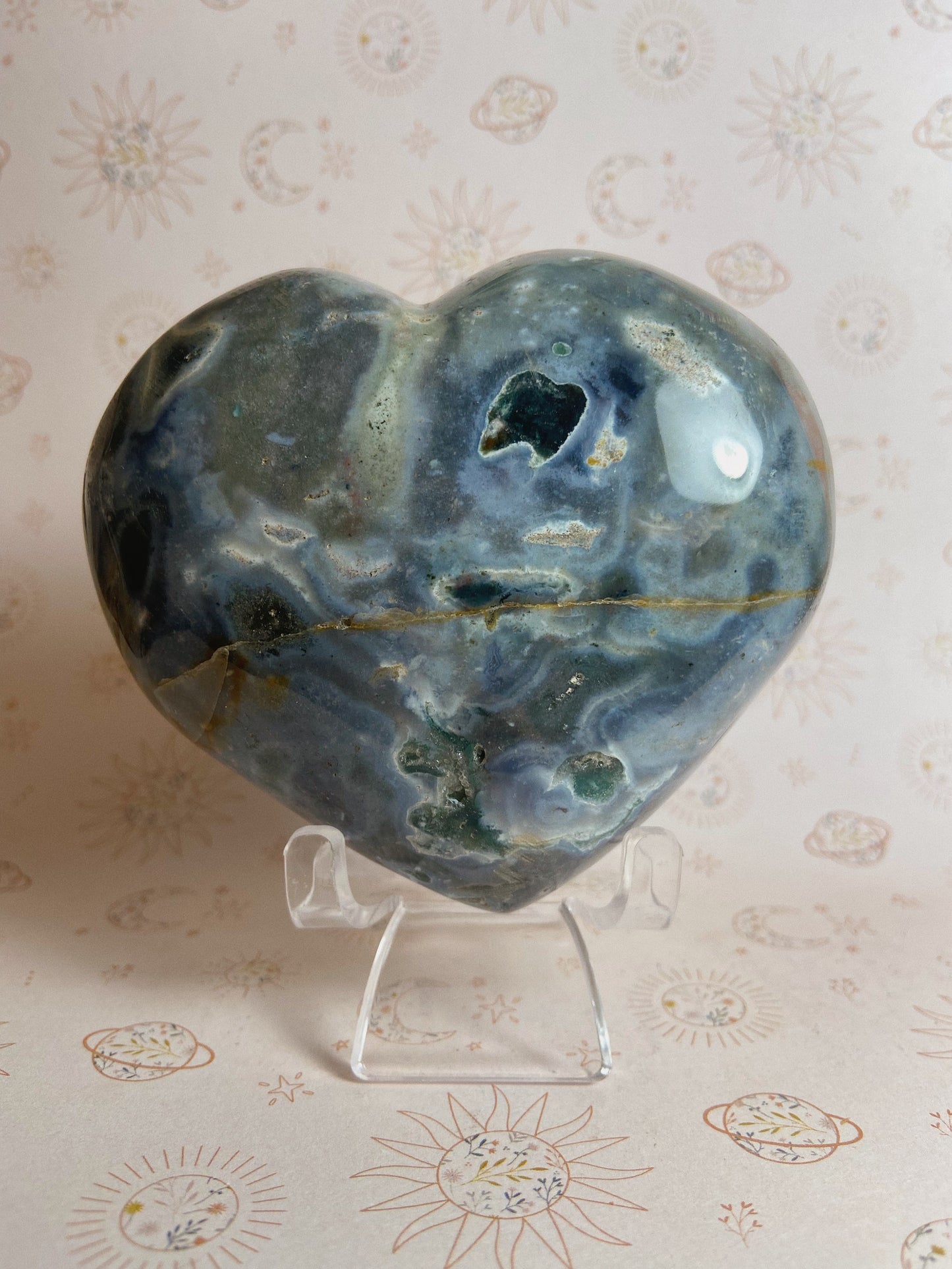 Blue Ocean Jasper Heart