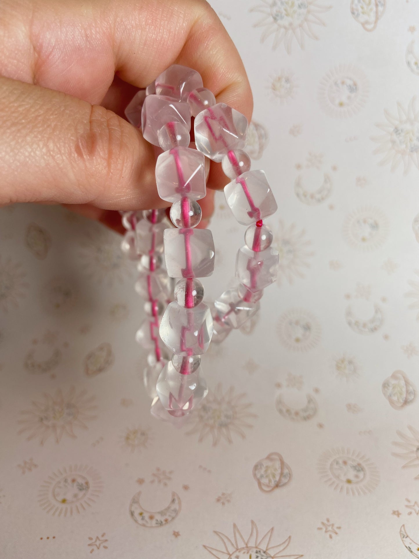 Faced Rose Quartz Bracelet