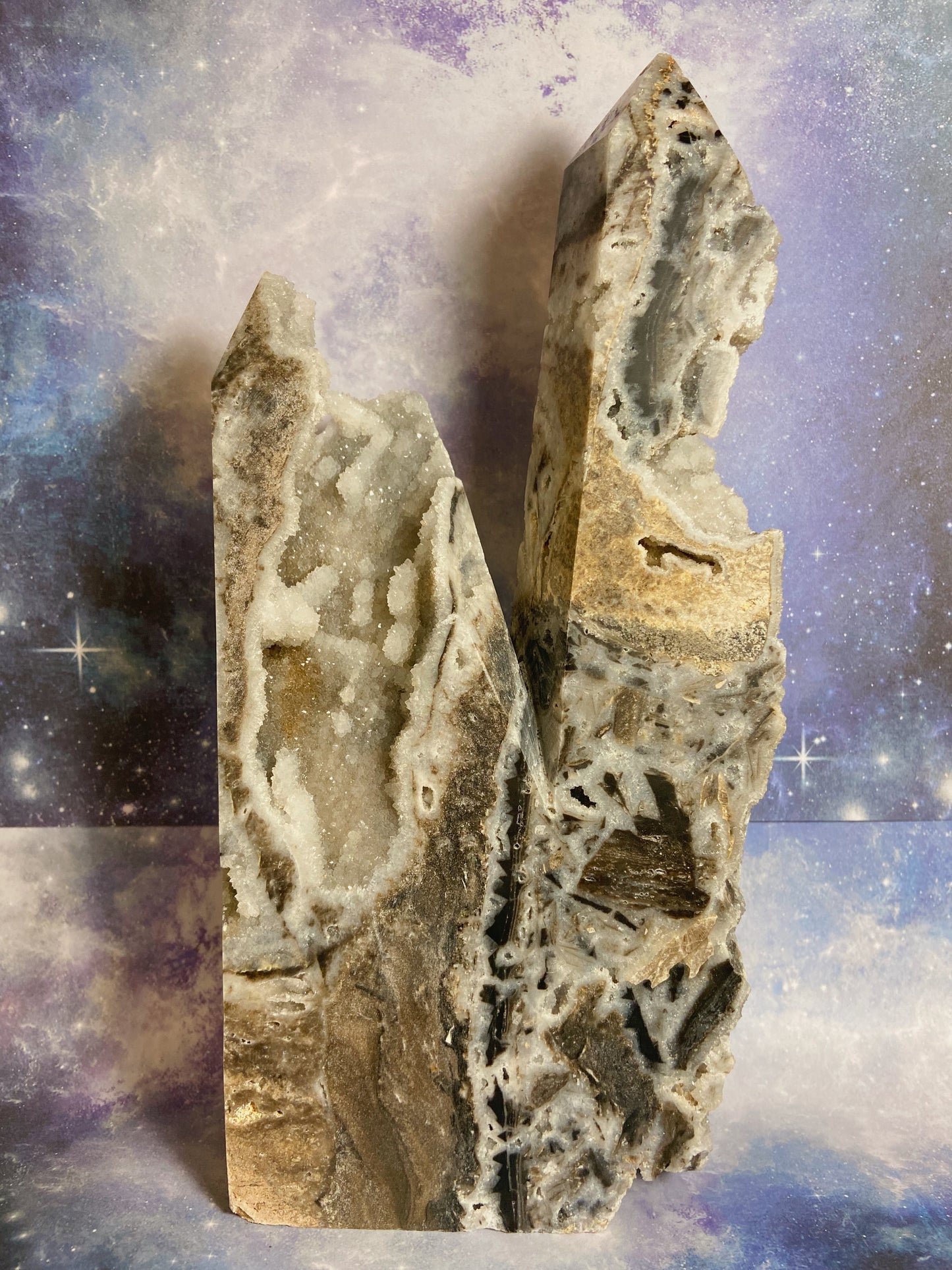 Huge Druzy Sphalerite Double Tower