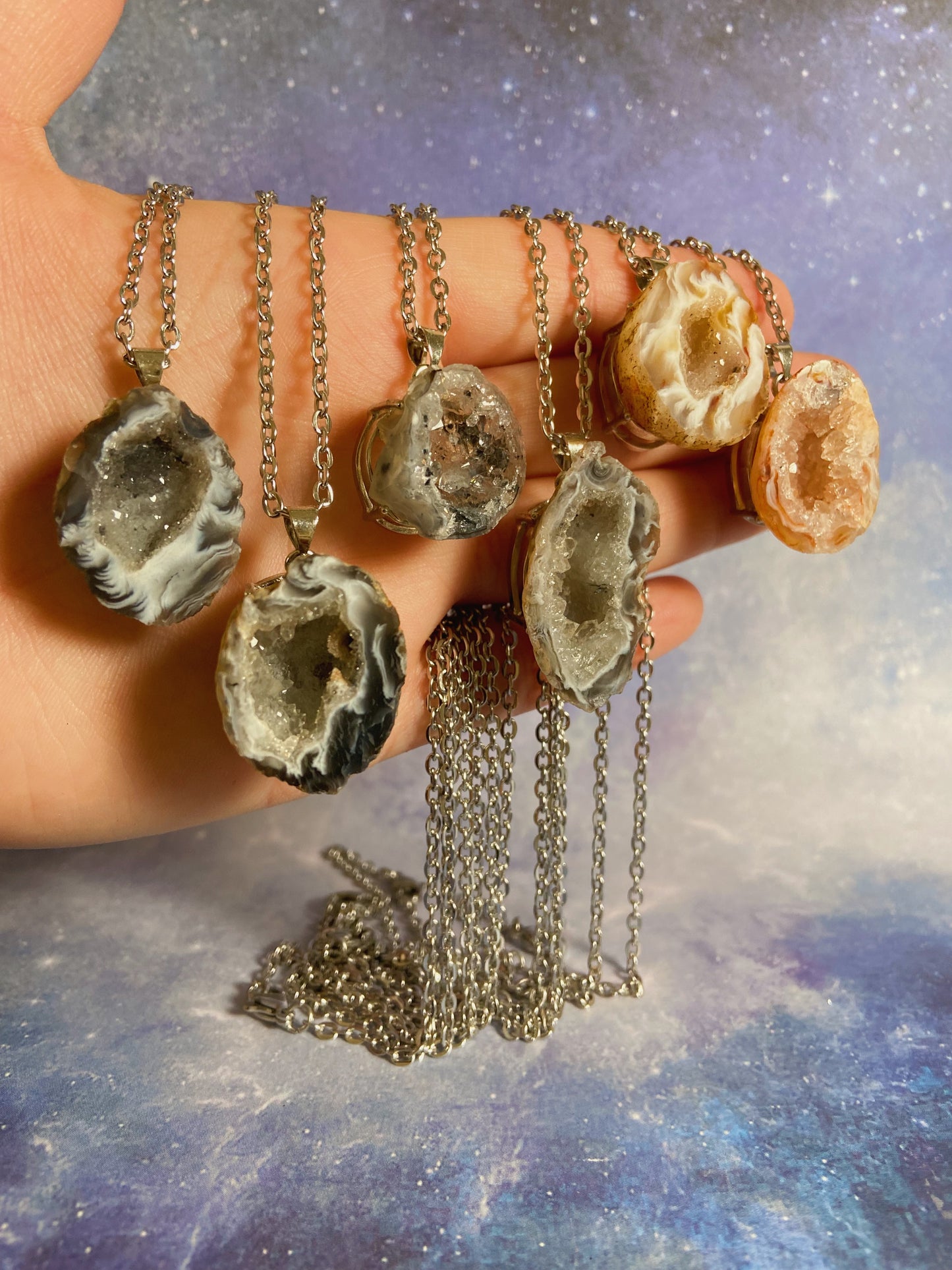 Druzy Oco Agate Geode Necklace