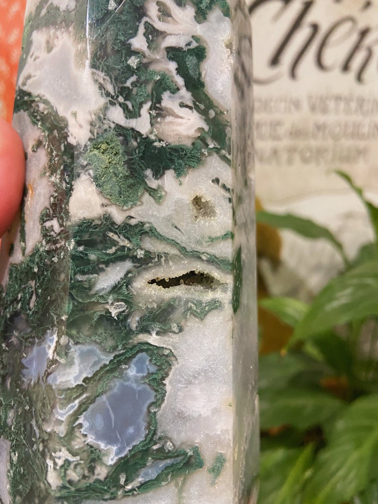Big Chunky Moss Agate Tower