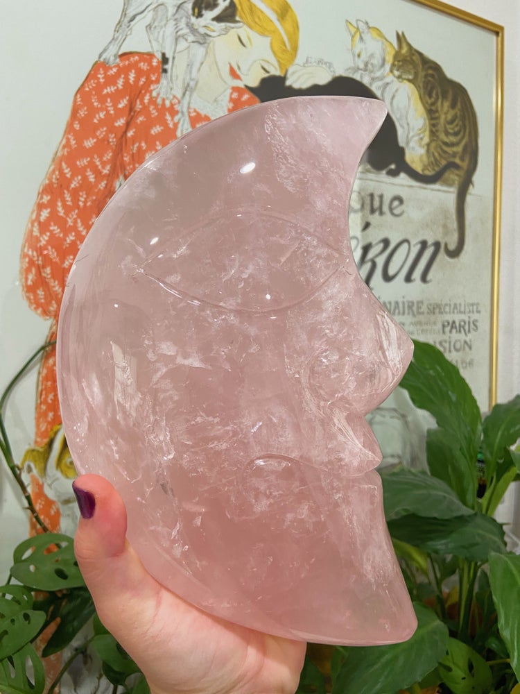 Giant Rose Quartz Moon