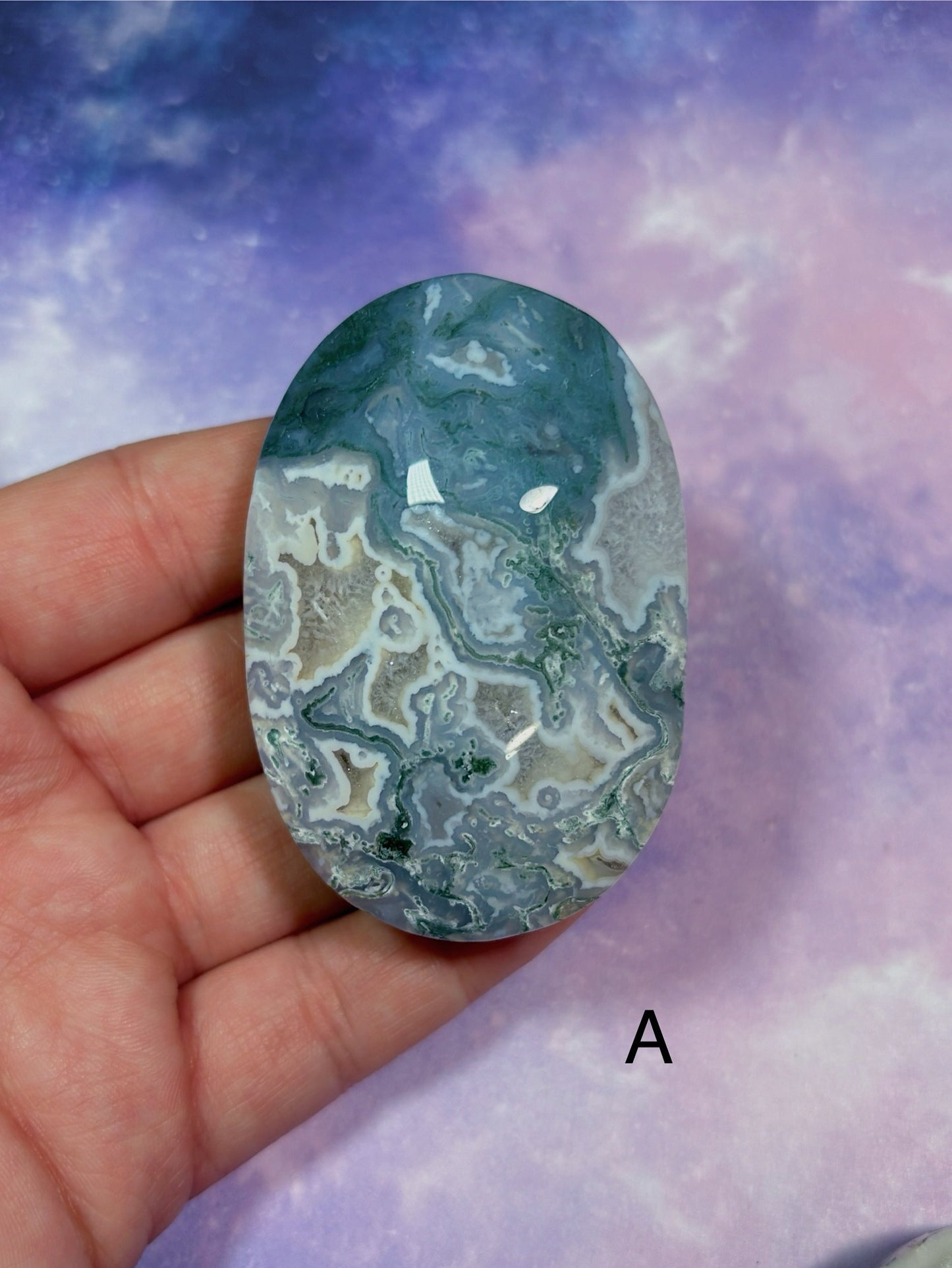 Moss Agate Palm Stone