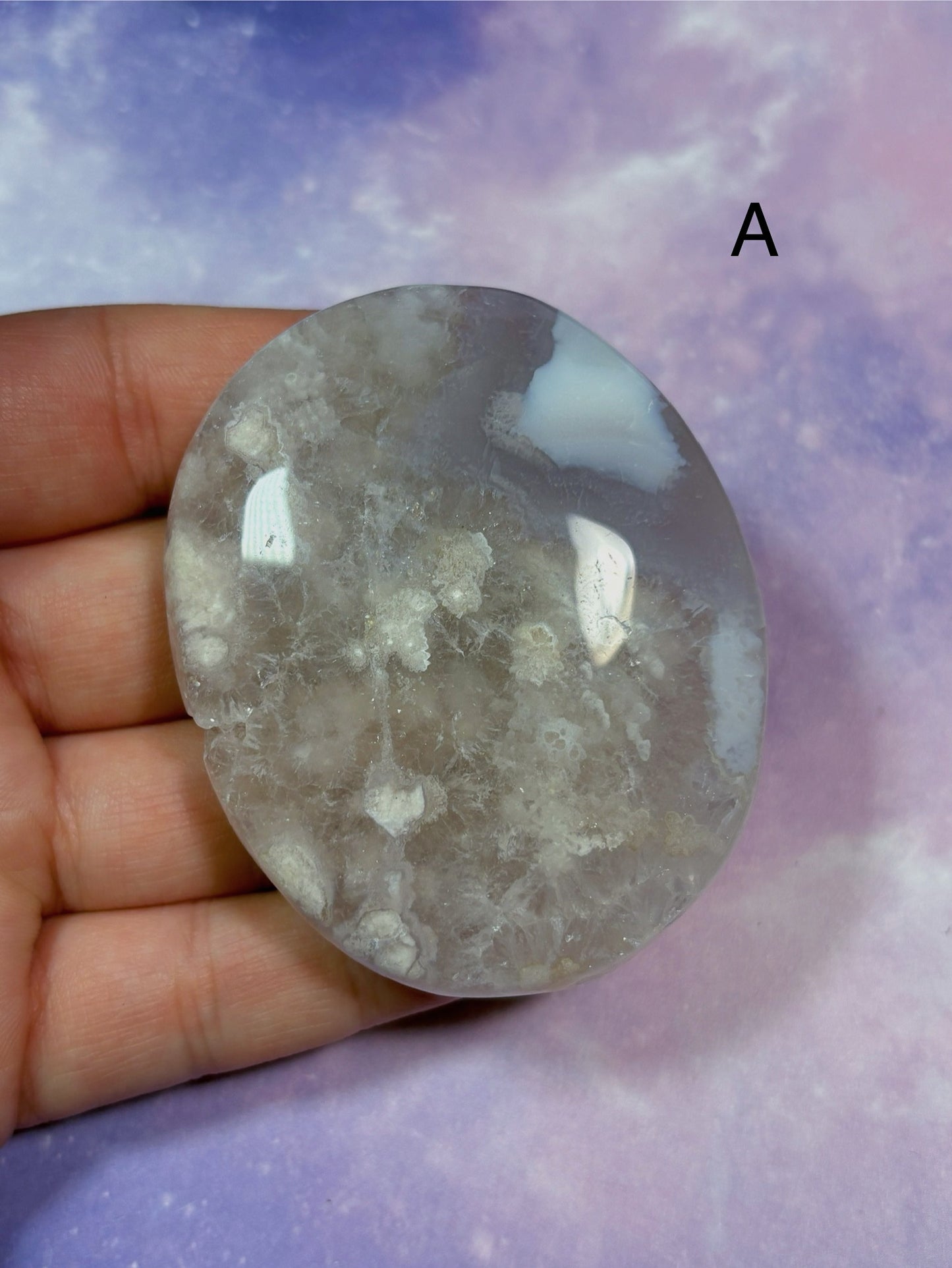 Flower Agate/ Pink Amethyst Palm Stone