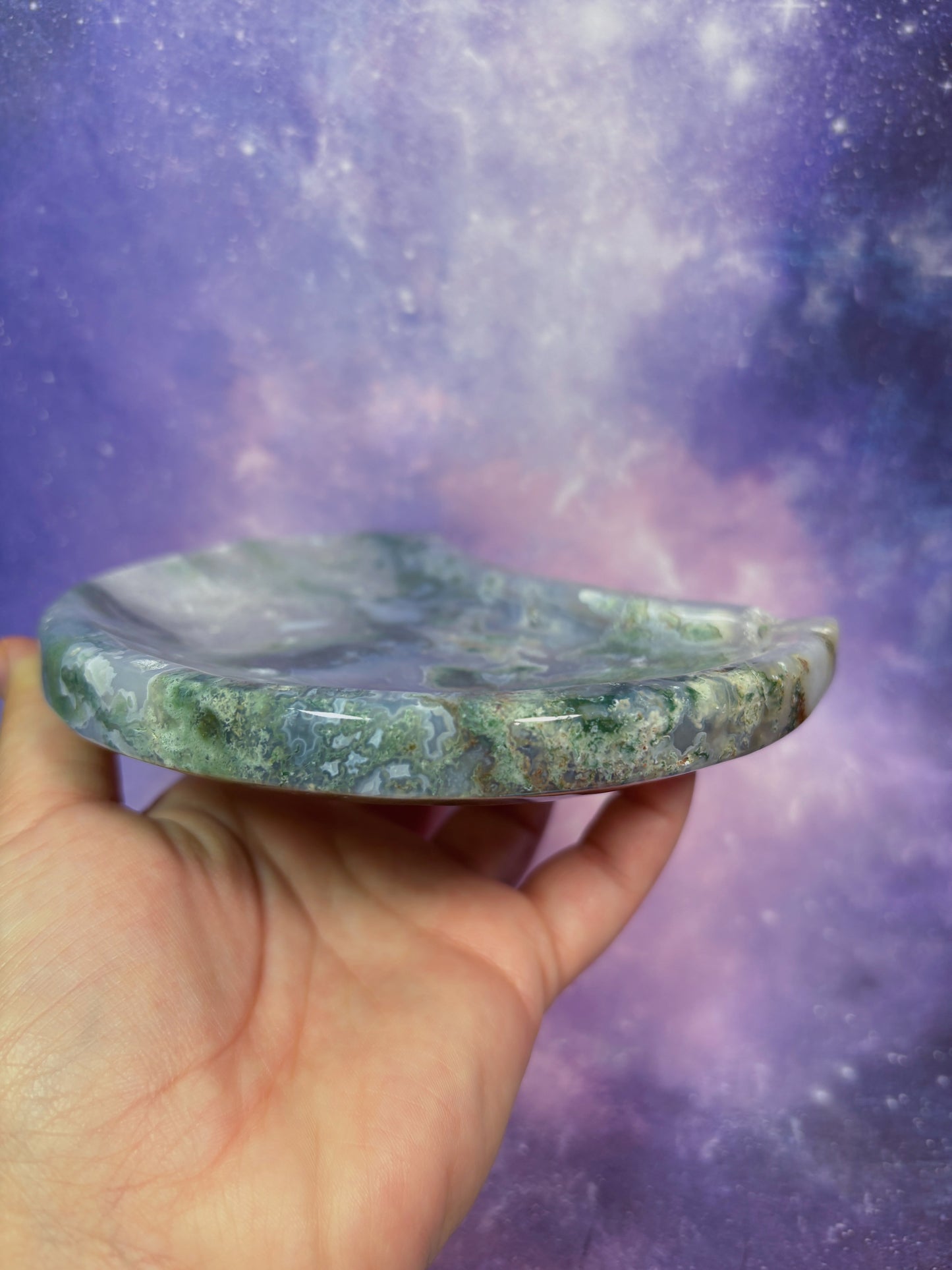 Moss Agate Moon Dish