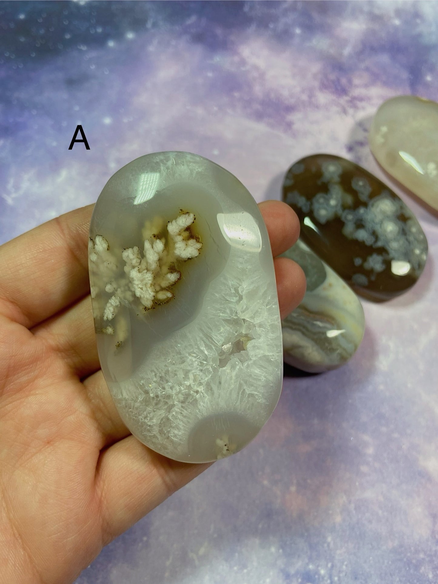Flower Agate Palm Stones