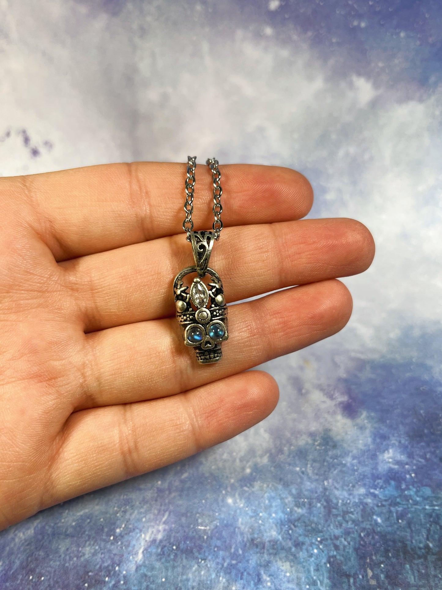 Labradorite Skull Necklace