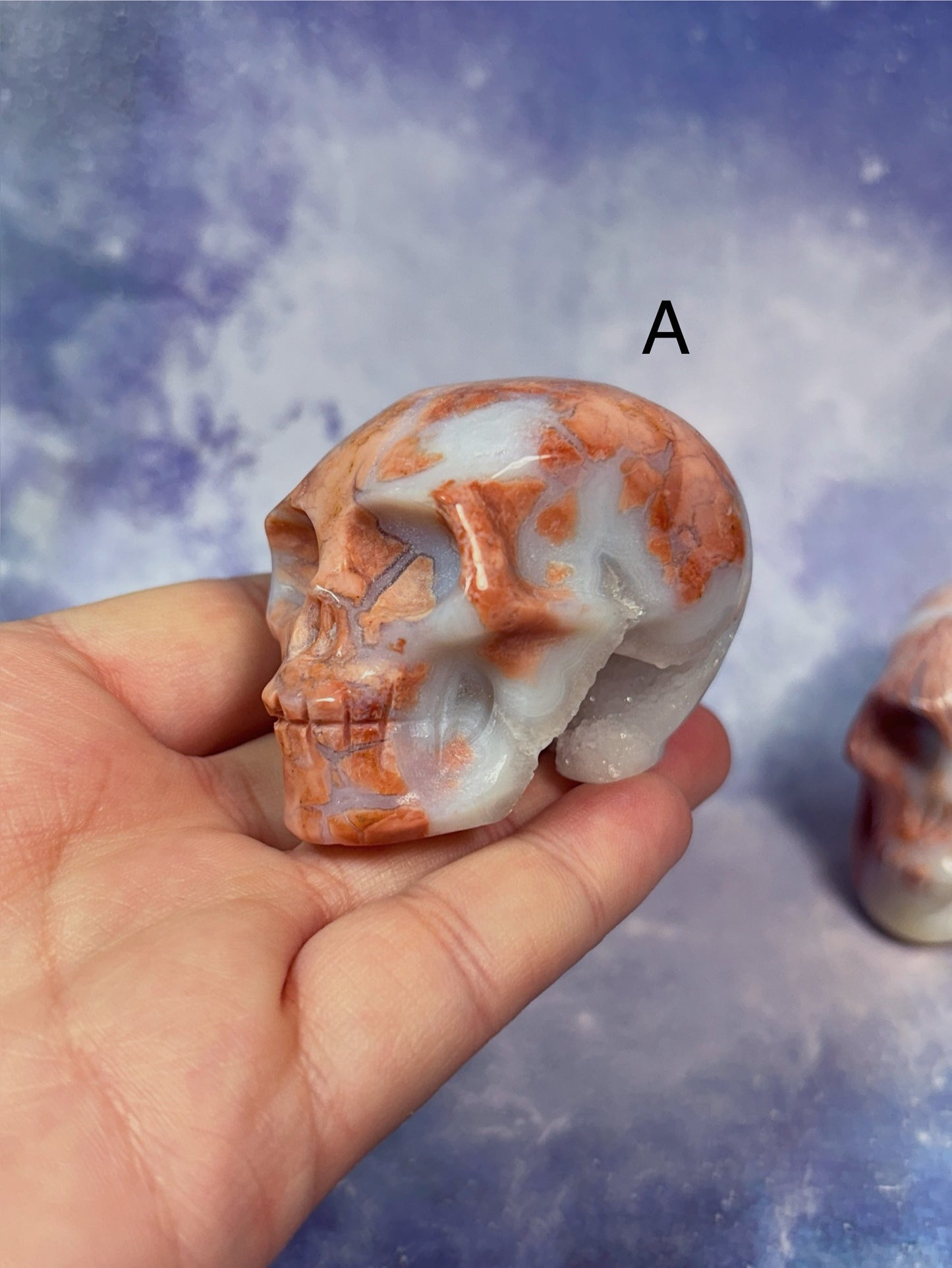 Druzy Pink Agate Skull
