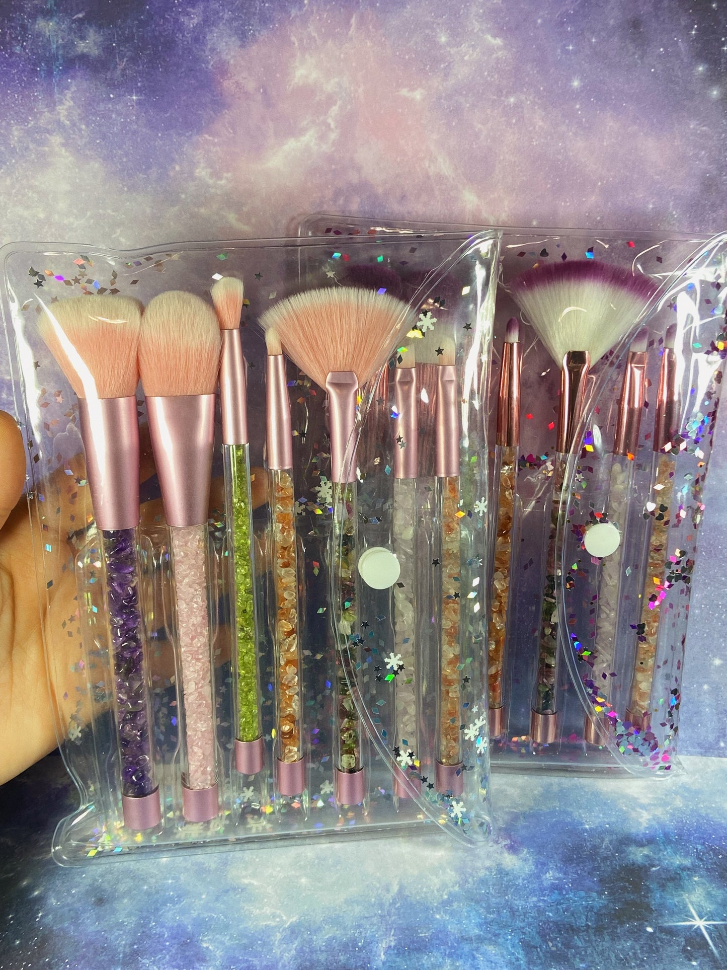 Gemstone Chip Makeup Brush Set