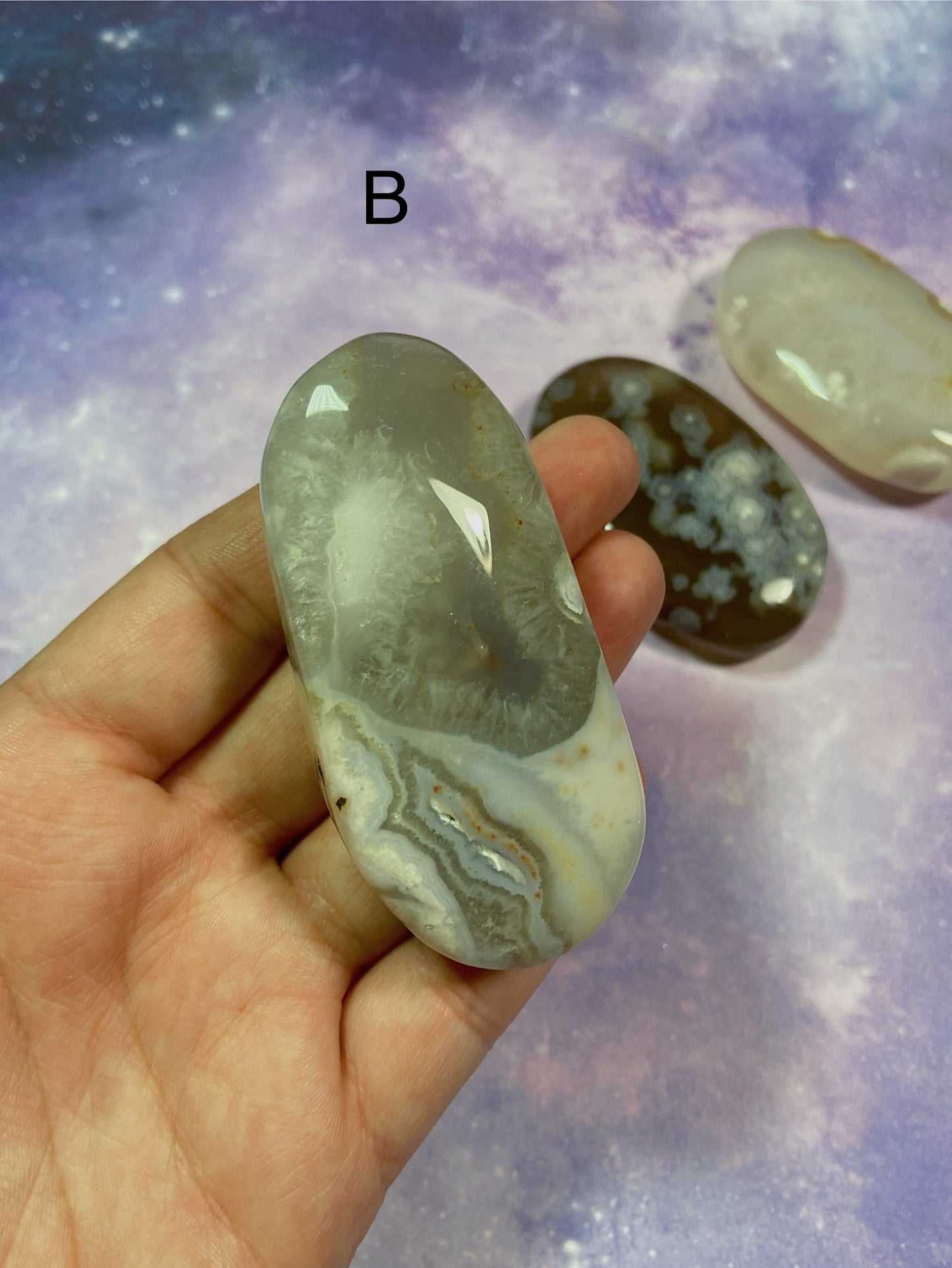 Flower Agate Palm Stones
