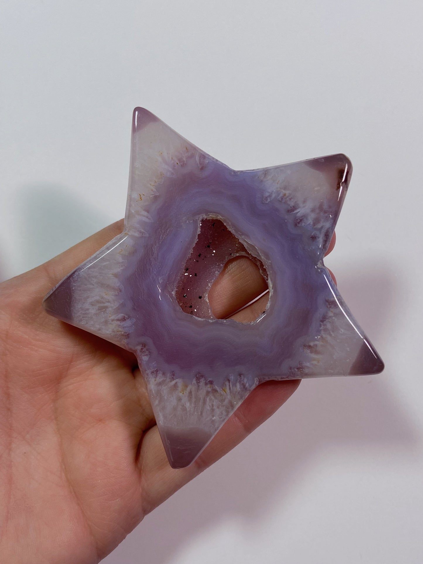 Dyed Pink Agate Druzy Star