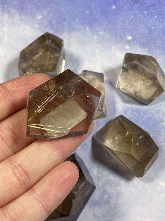 Golden Rutile in Smokey Quartz Freeform