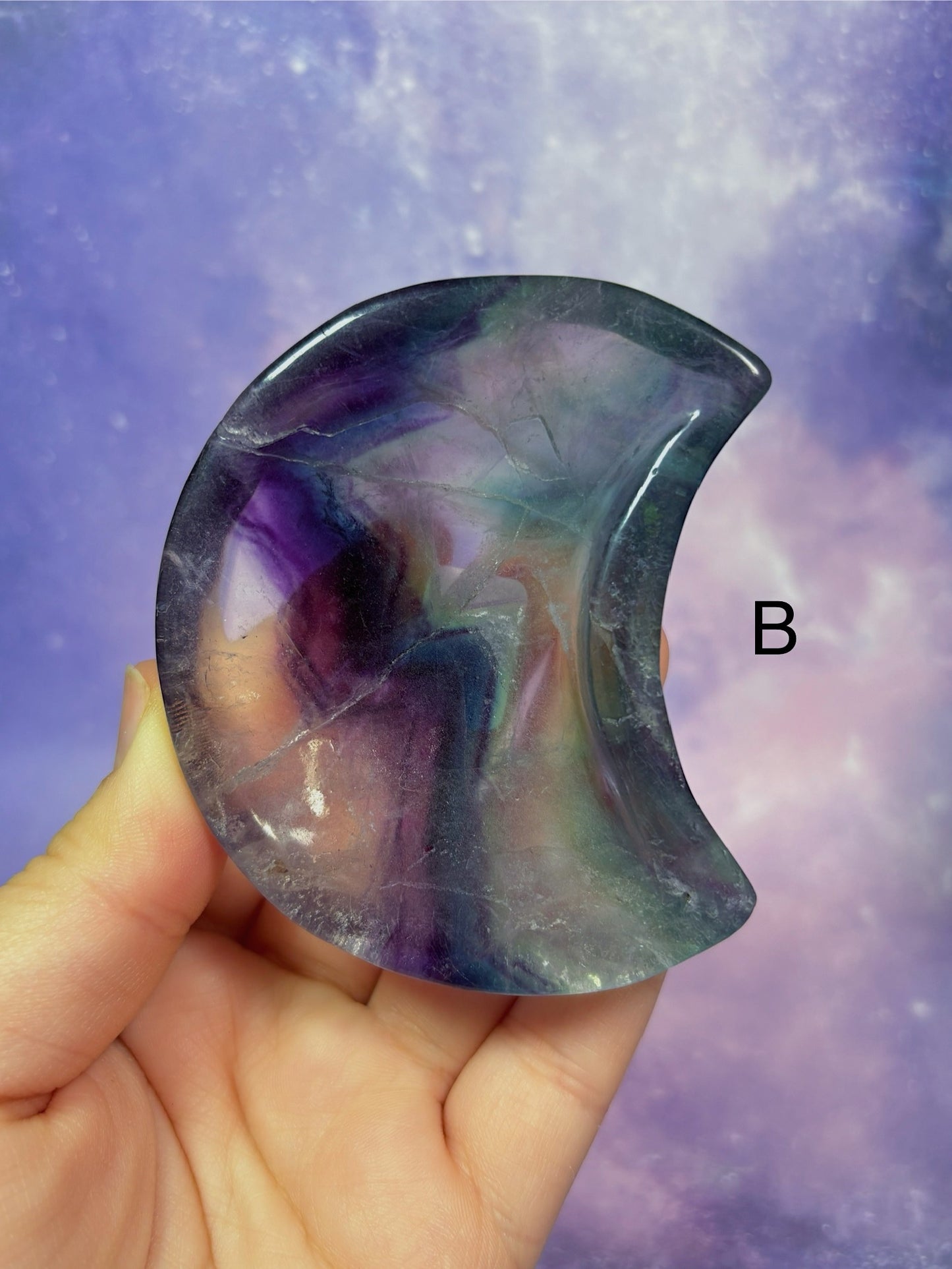 Rainbow Fluorite Moon Dish