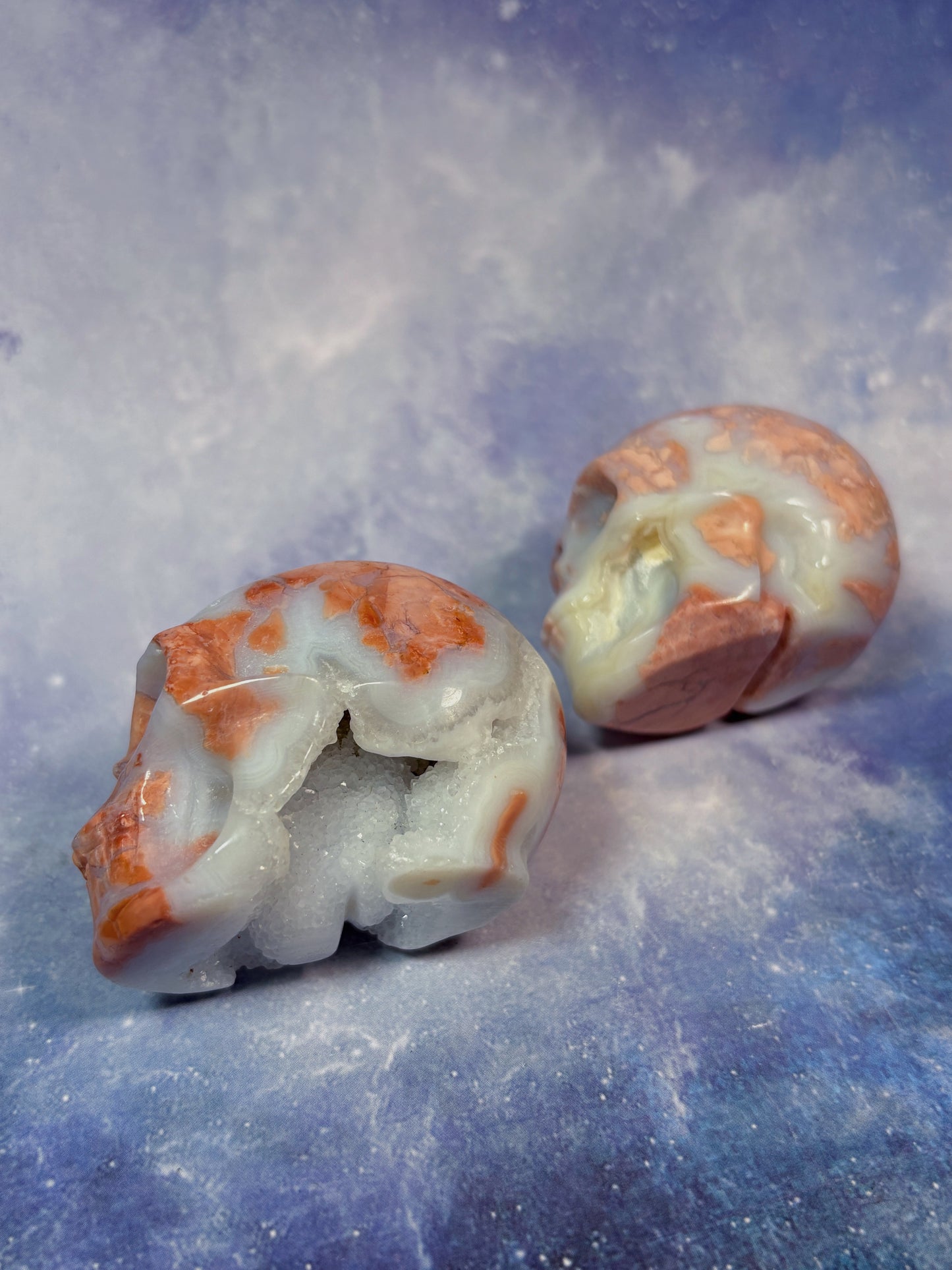 Druzy Pink Agate Skull