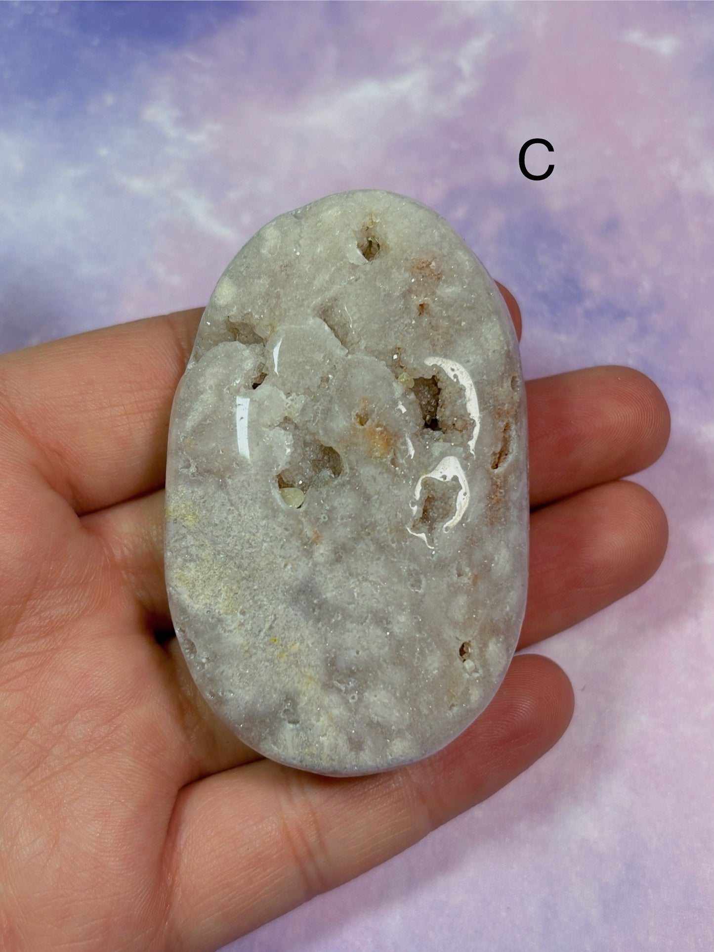 Flower Agate/ Pink Amethyst Palm Stone