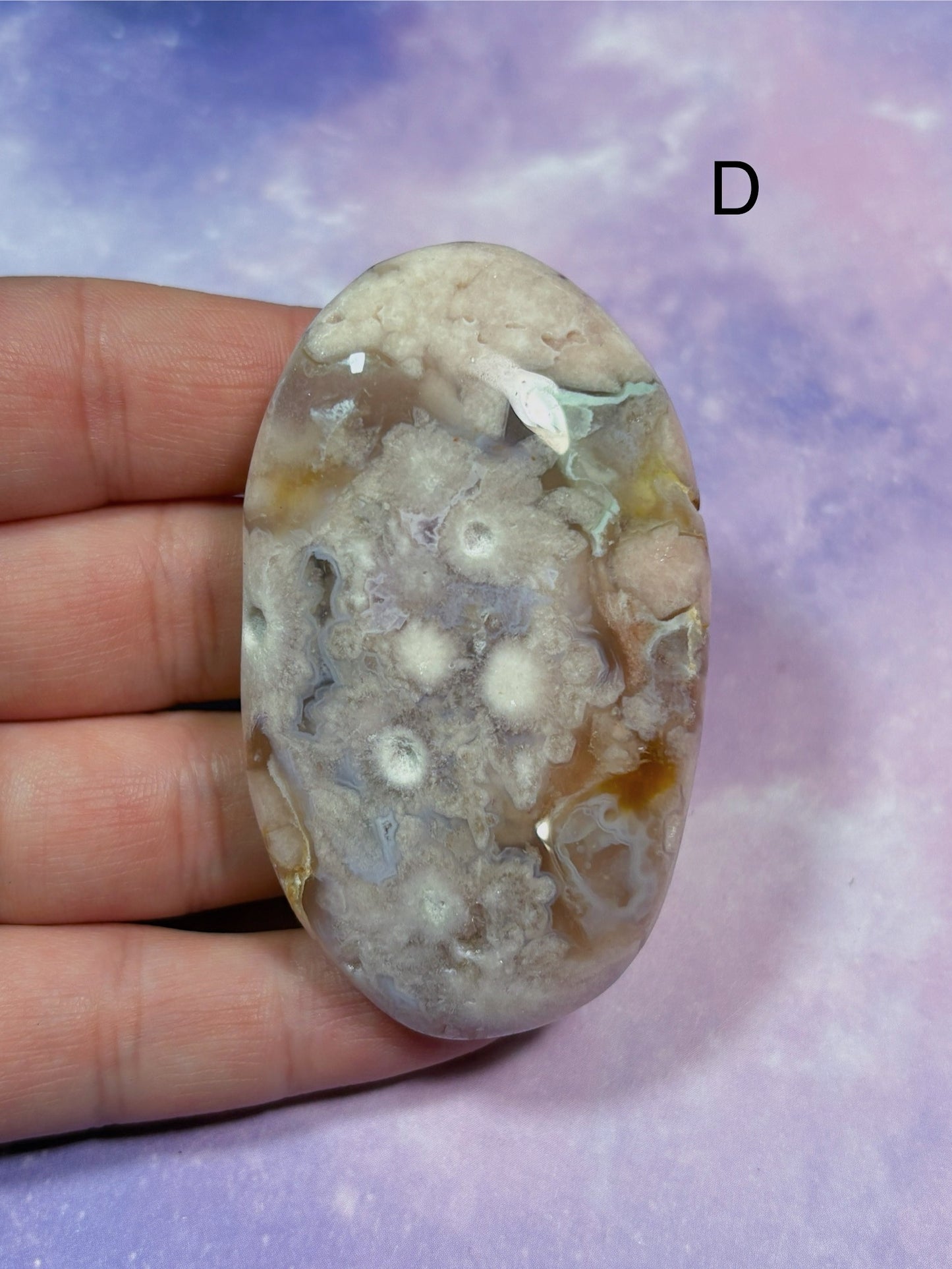 Flower Agate/ Pink Amethyst Palm Stone