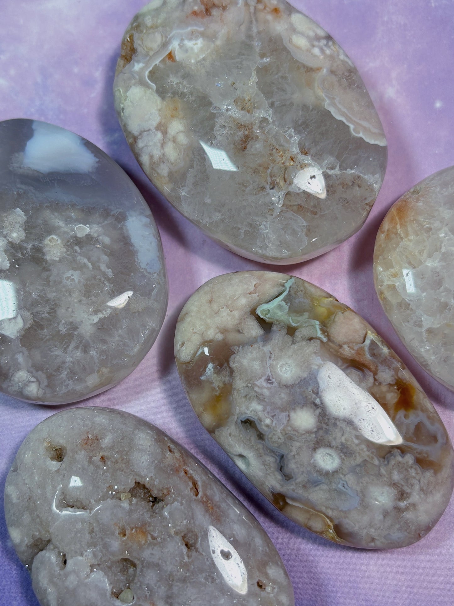 Flower Agate/ Pink Amethyst Palm Stone