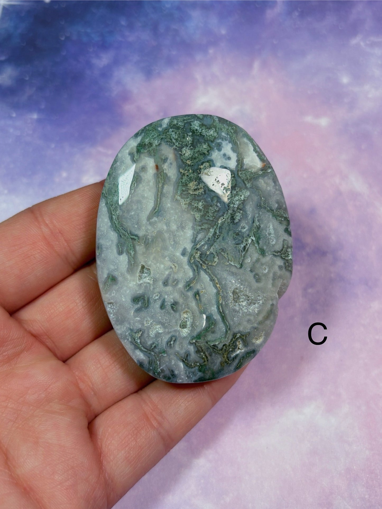 Moss Agate Palm Stone