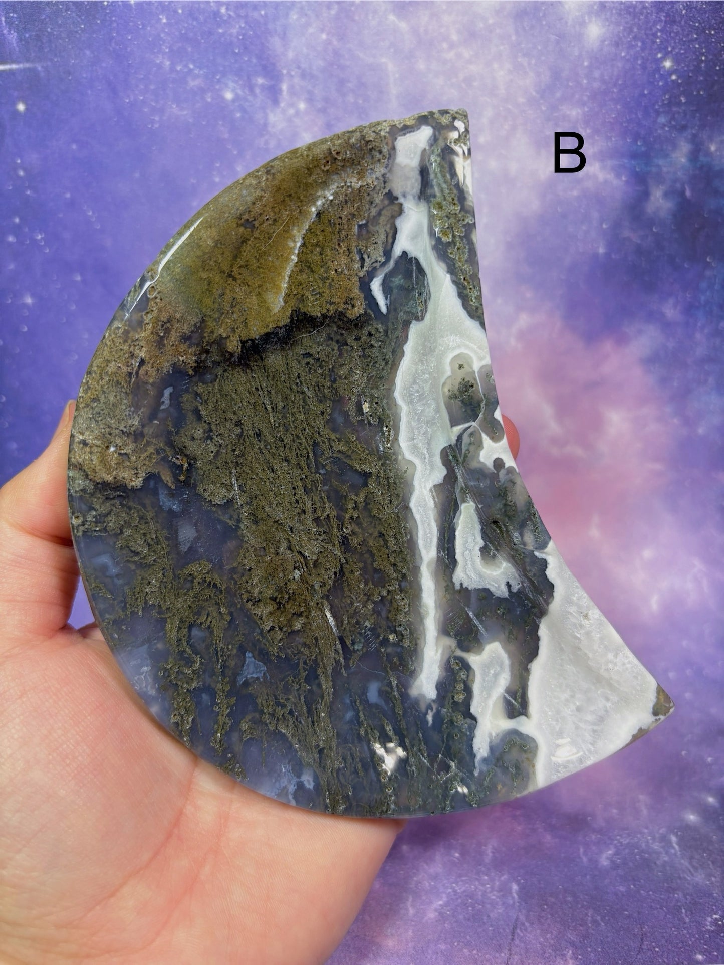 Moss Agate Moon Dish