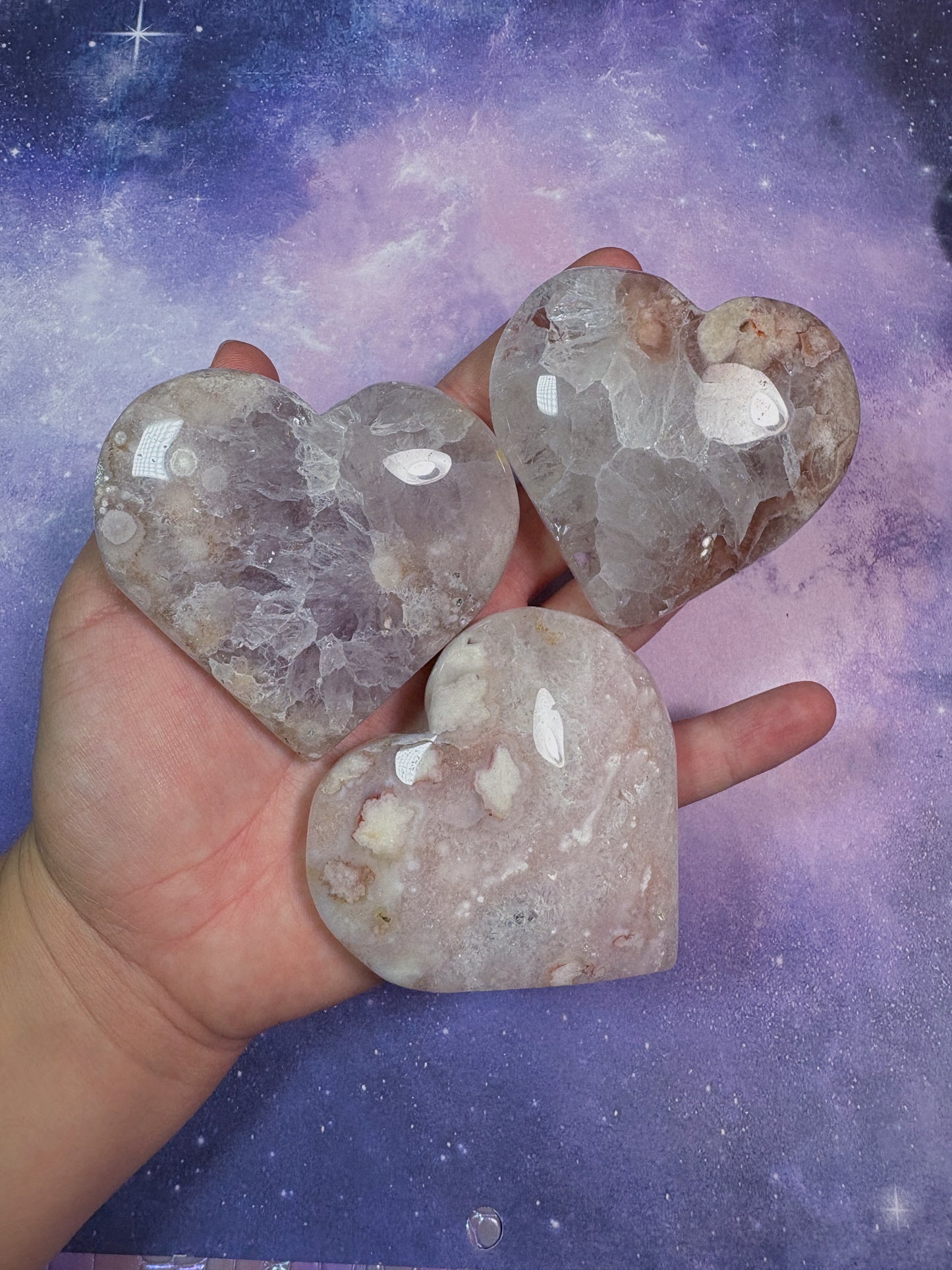 Flower Agate/ Pink Amethyst Heart
