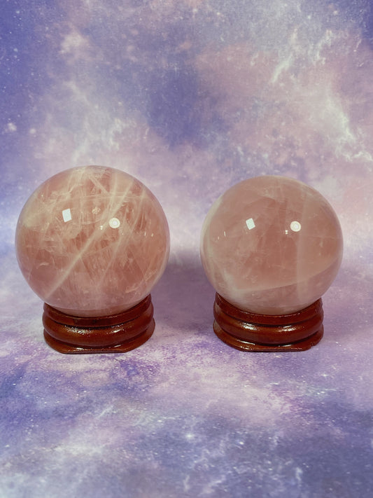 Rose Quartz Spheres W/ Stand