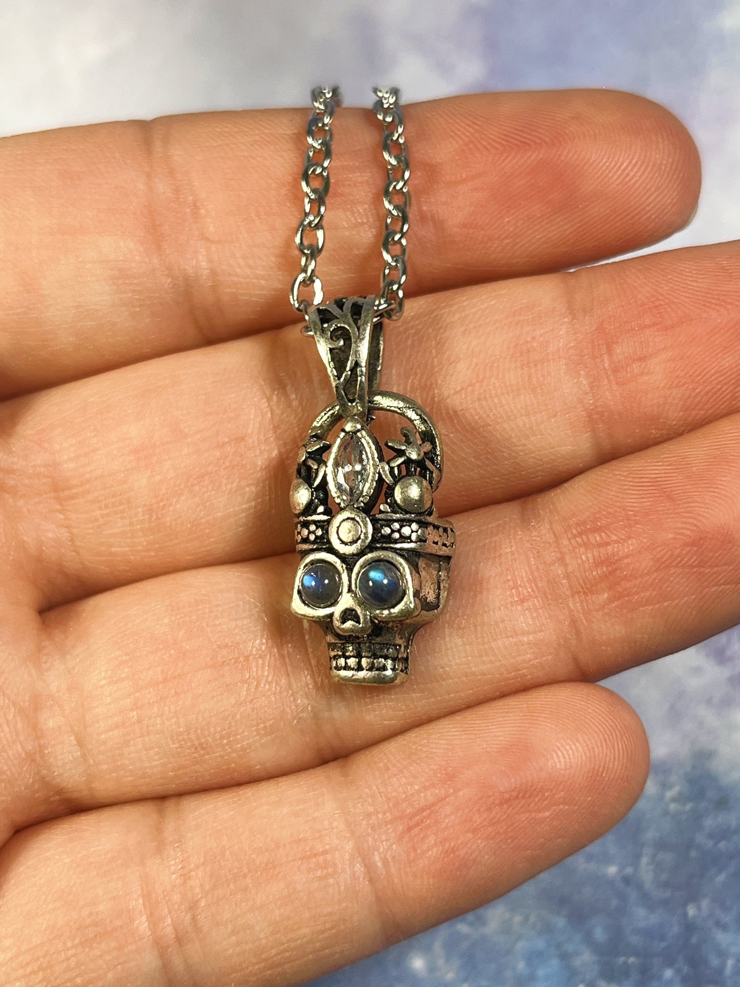 Labradorite Skull Necklace