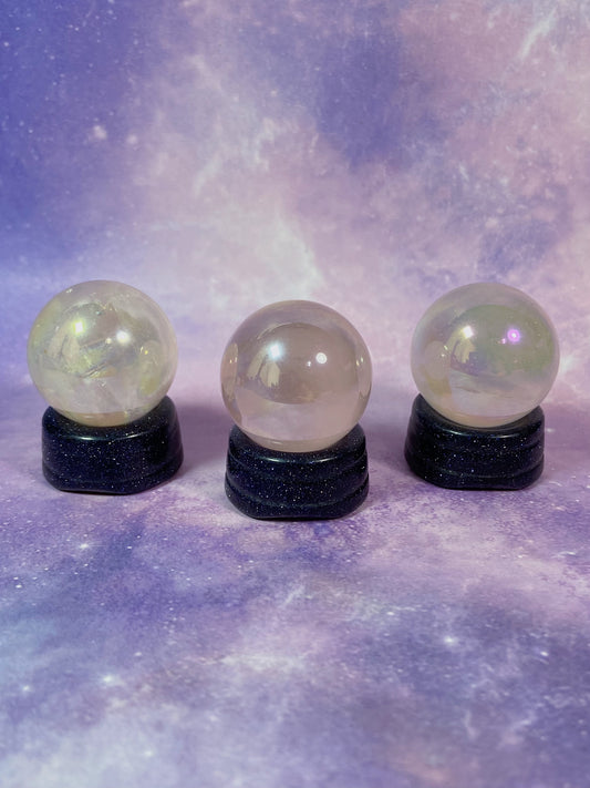 Aura Rose Quartz Mini Spheres W/ Stand