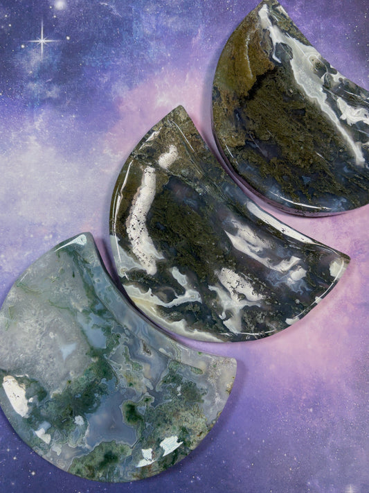 Moss Agate Moon Dish