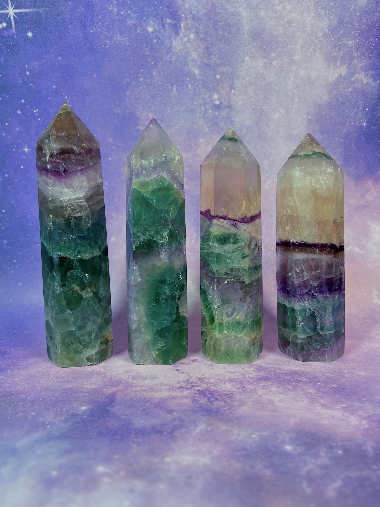 Green & Purple Fluorite Tower