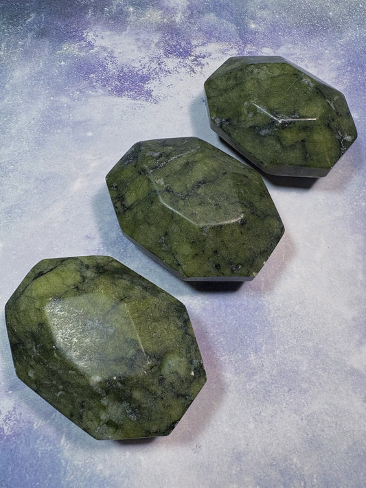 Green Jade Faceted Palmstone