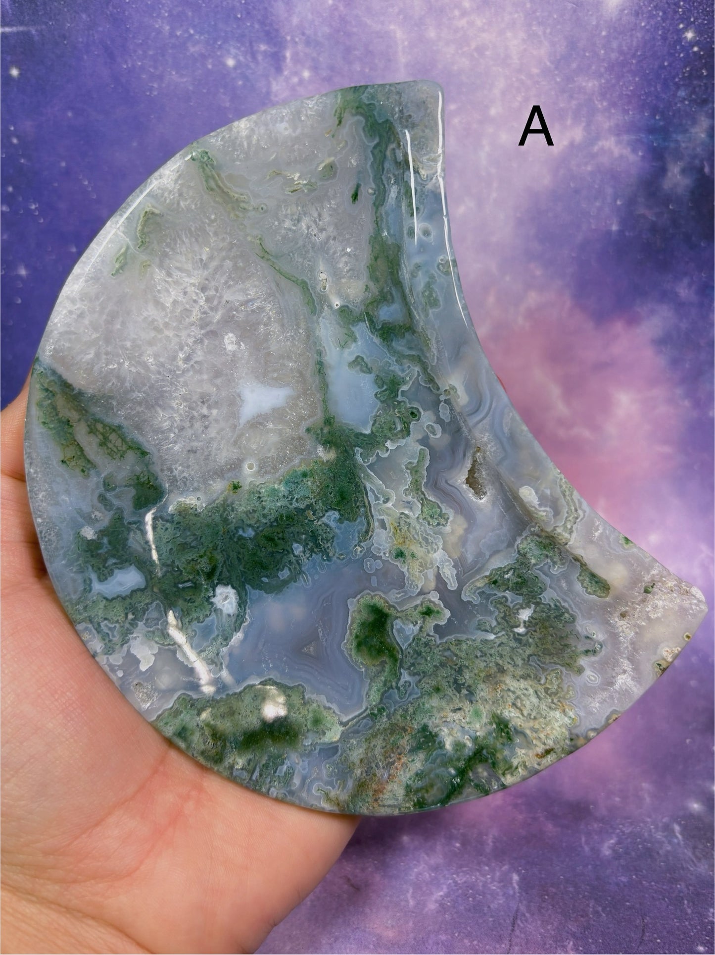 Moss Agate Moon Dish
