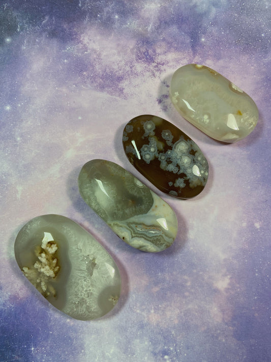 Flower Agate Palm Stones