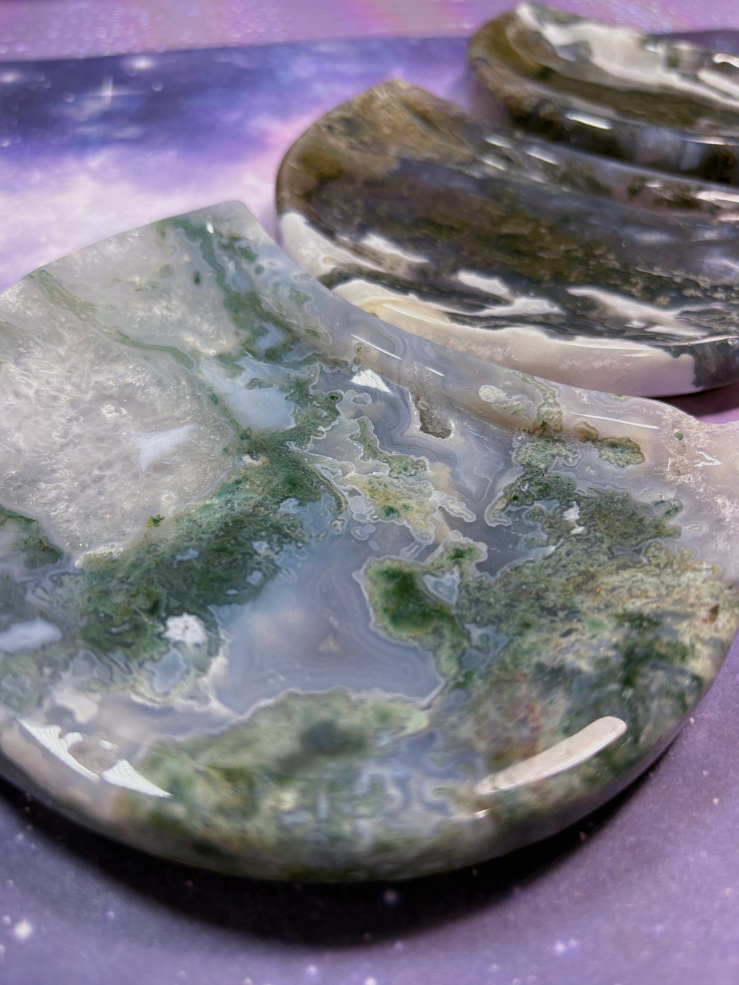 Moss Agate Moon Dish