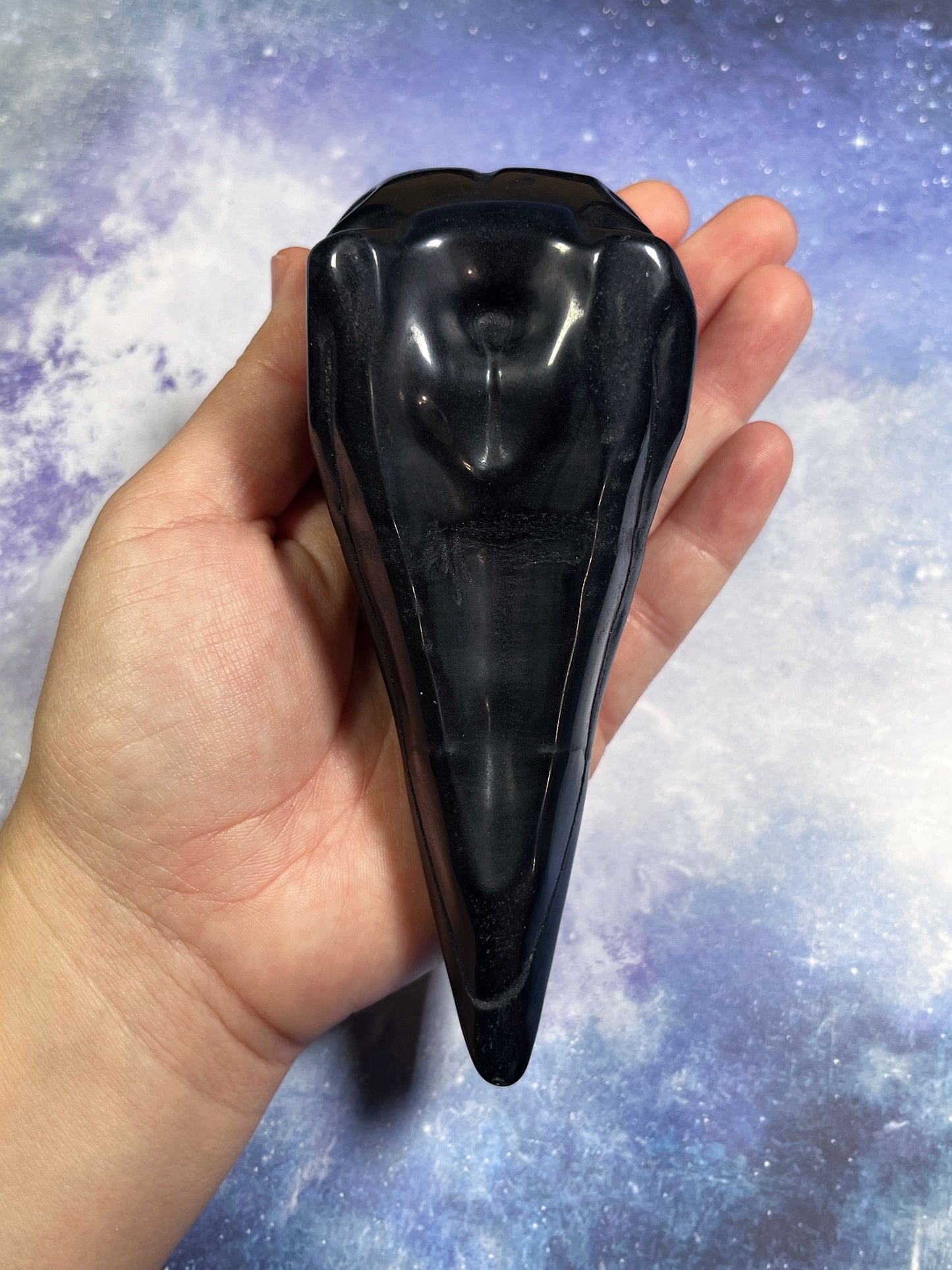 Large Obsidian Raven Skull