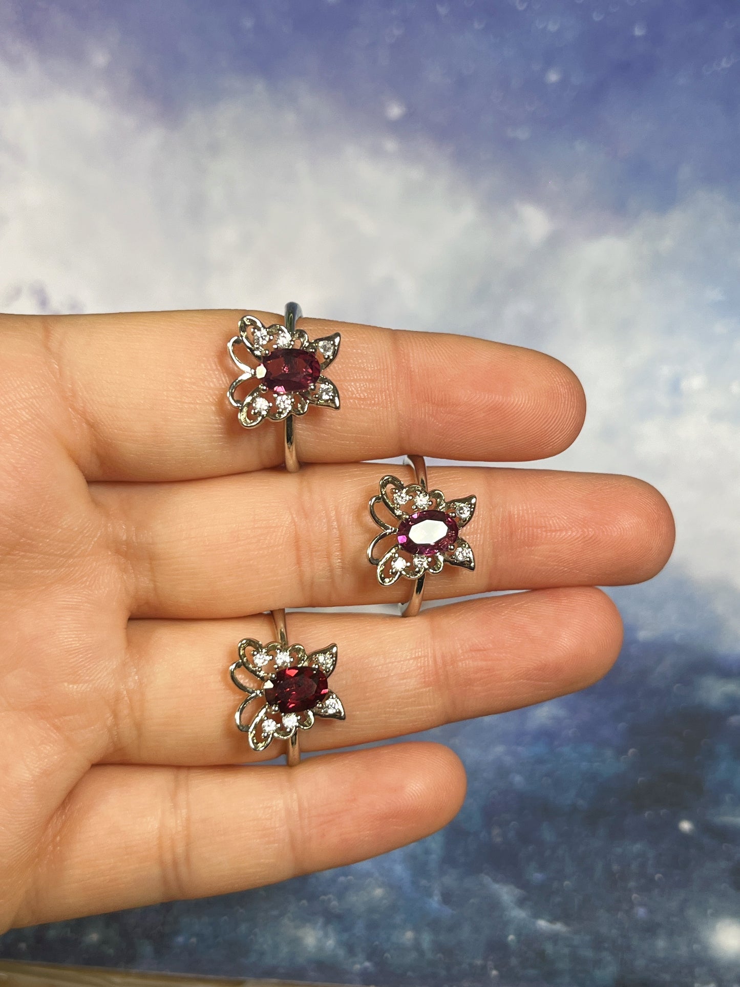 Garnet Butterfly Ring