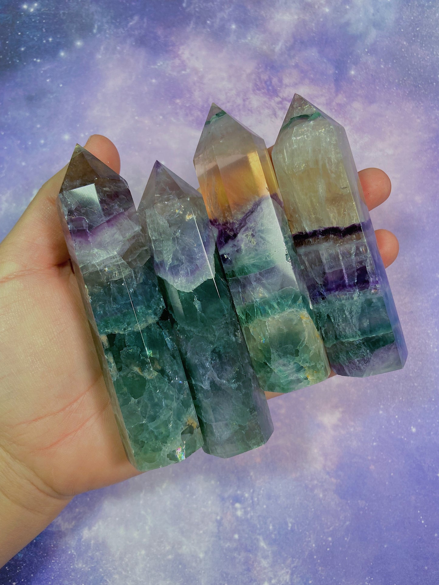 Green & Purple Fluorite Tower