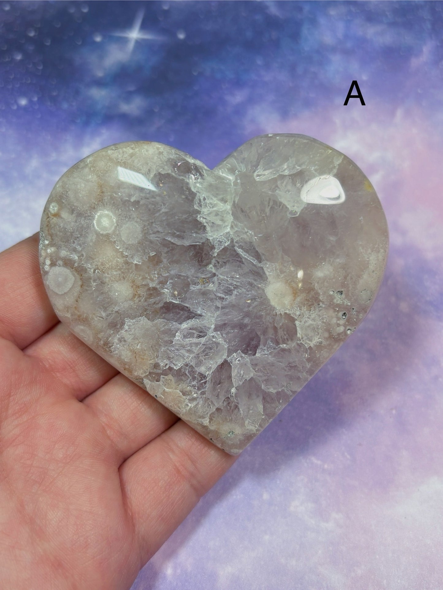 Flower Agate/ Pink Amethyst Heart